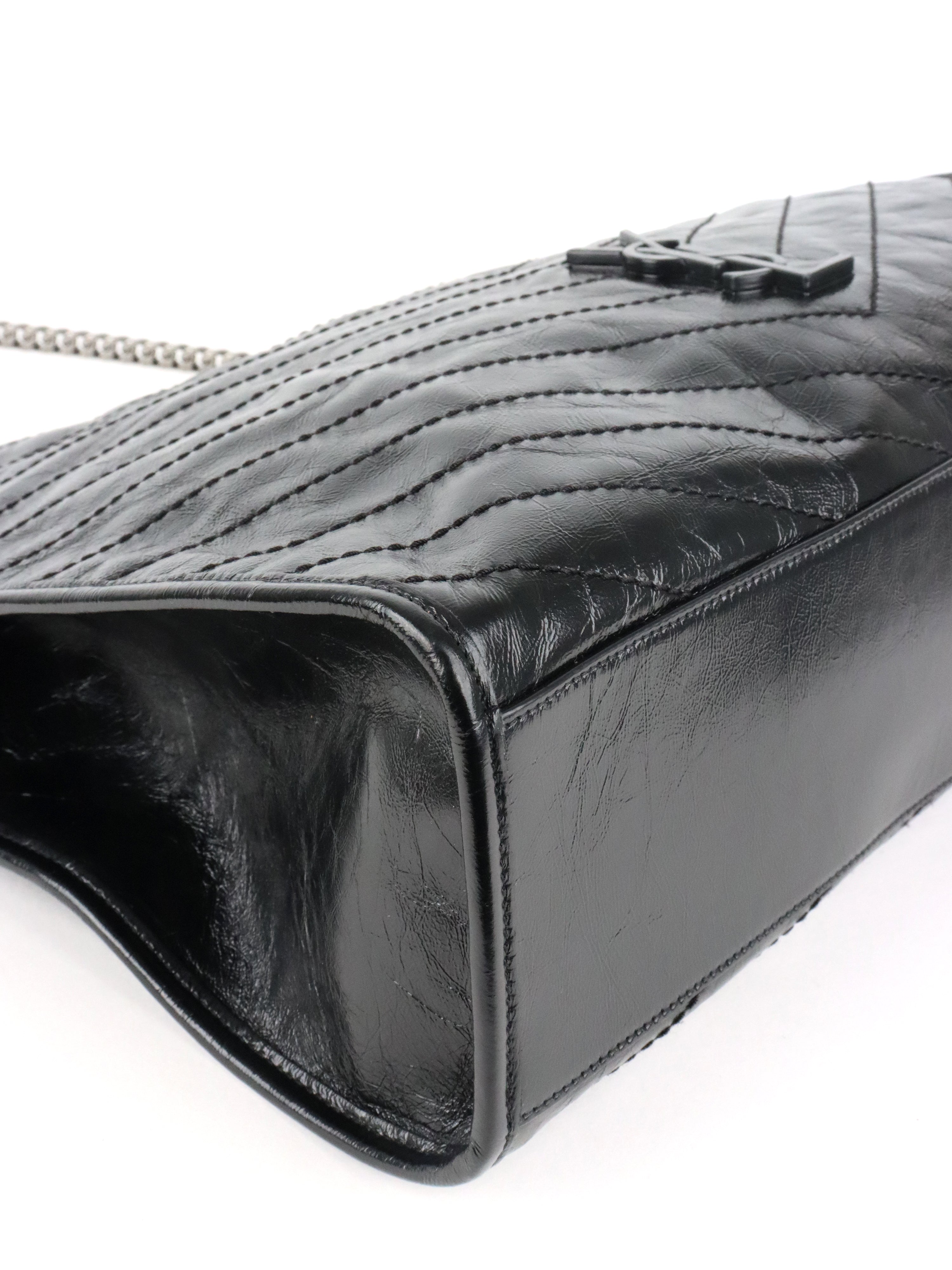 Saint Laurent Black Vintage Leather Niki Shopping Tote