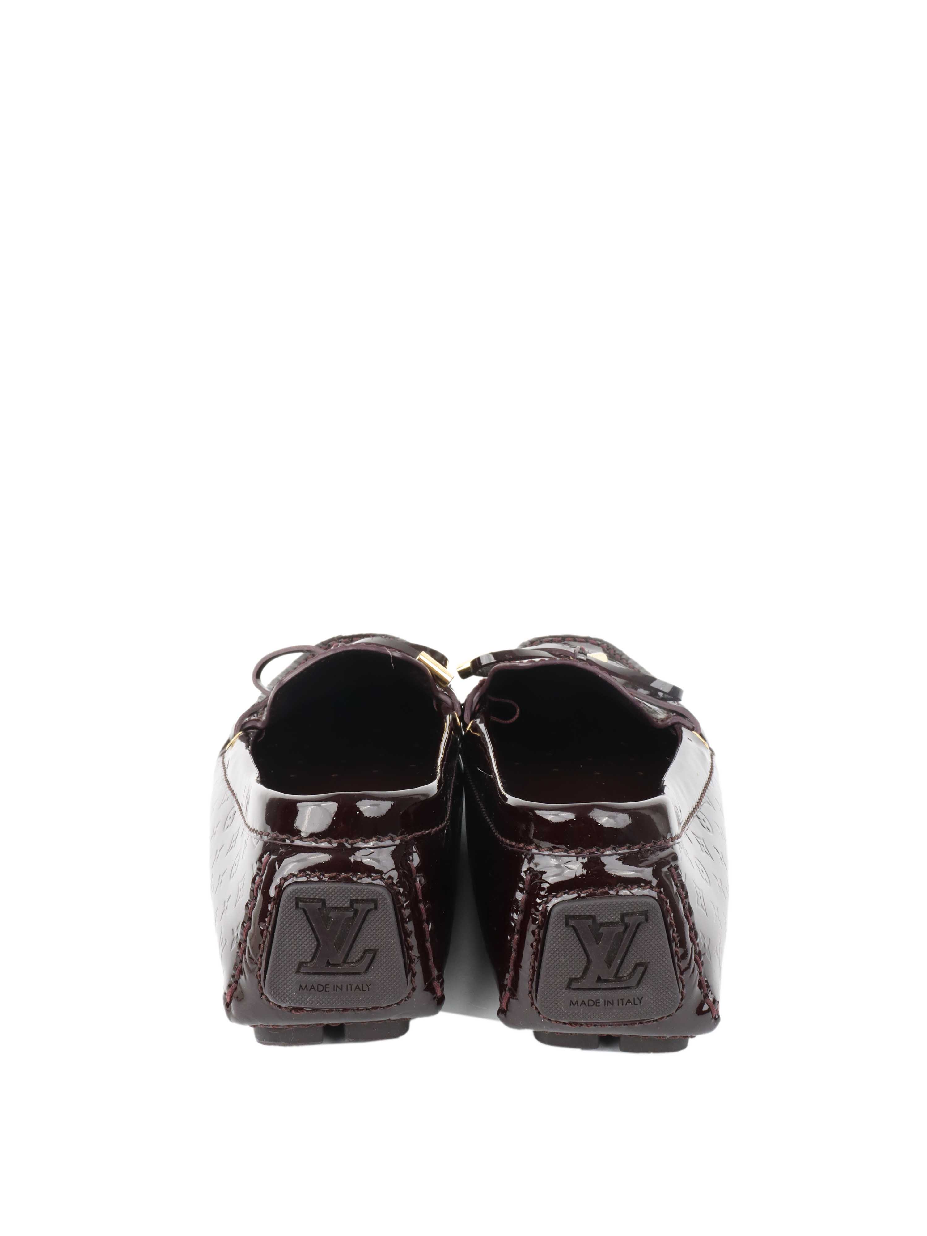 Louis Vuitton Burgundy Patent Leather Oxford Loafers.