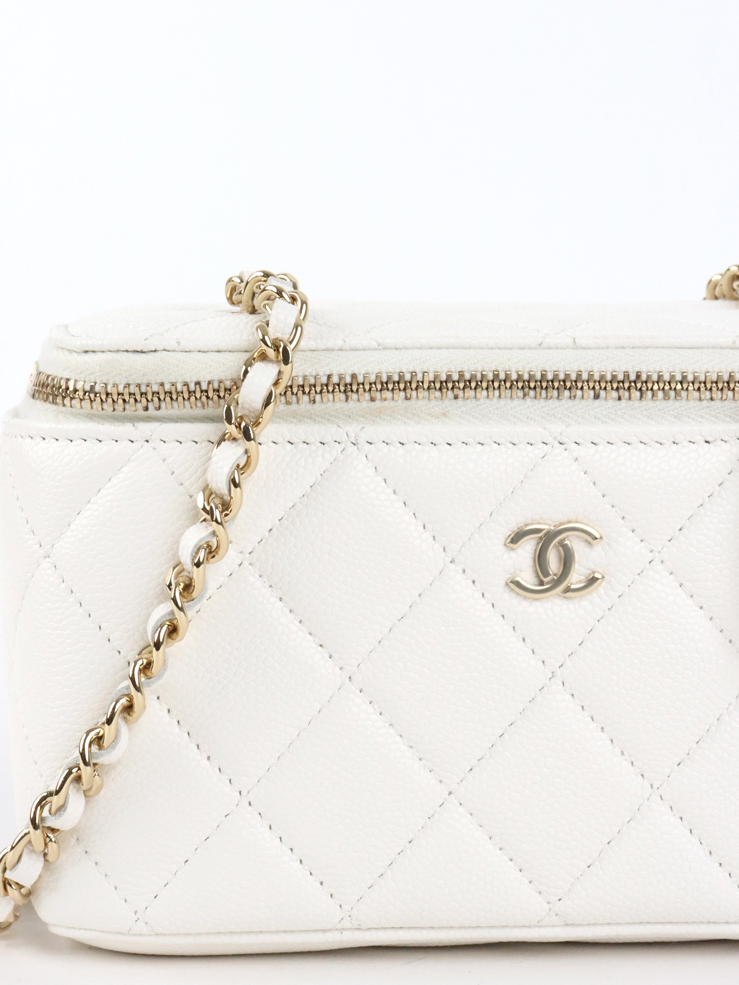 Chanel White Caviar Vanity Case