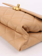 Chanel Beige Woven Chain Link Handle Flap Bag.