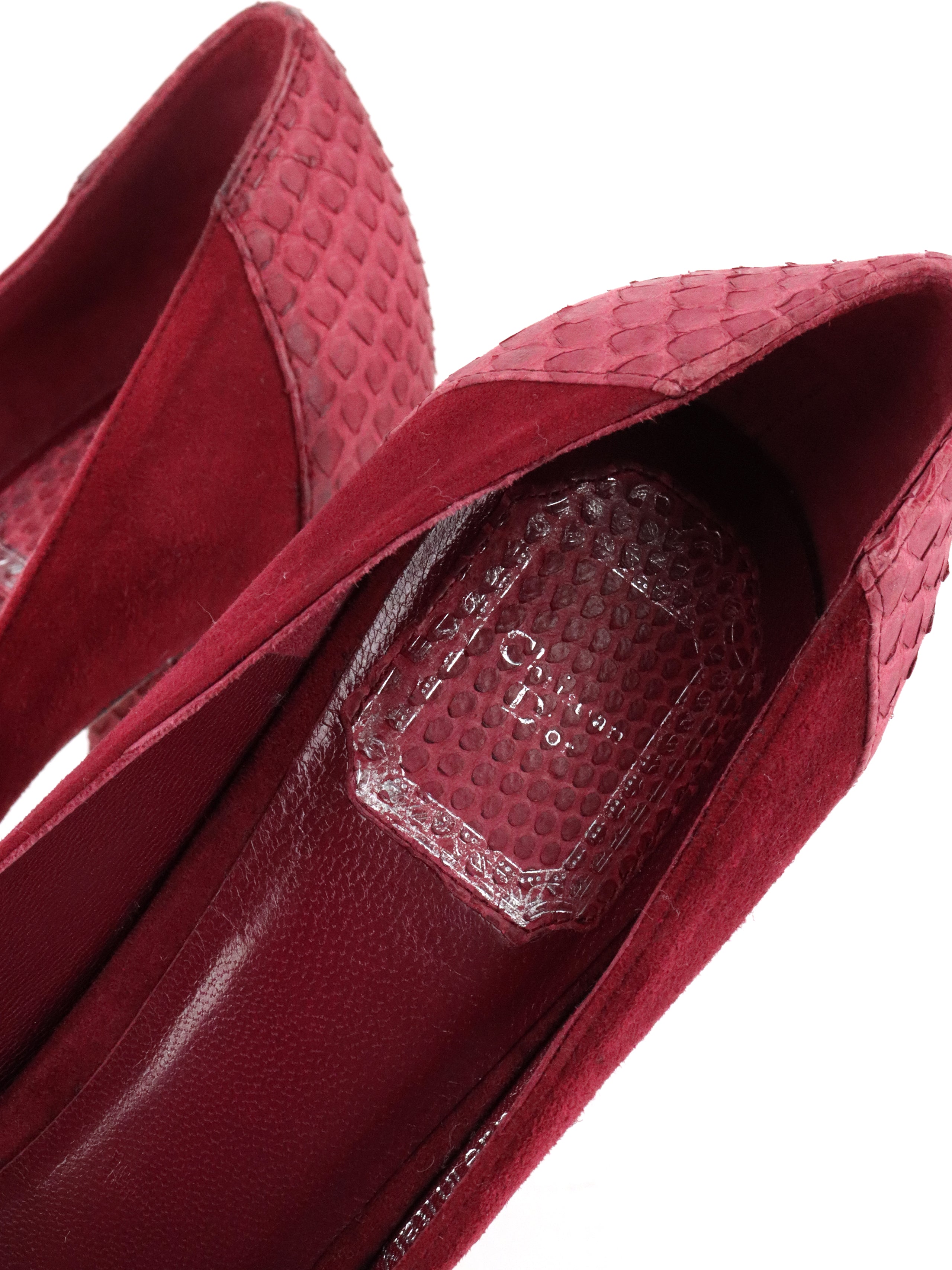 Dior Dark Pink Suede and Snakeskin Heels