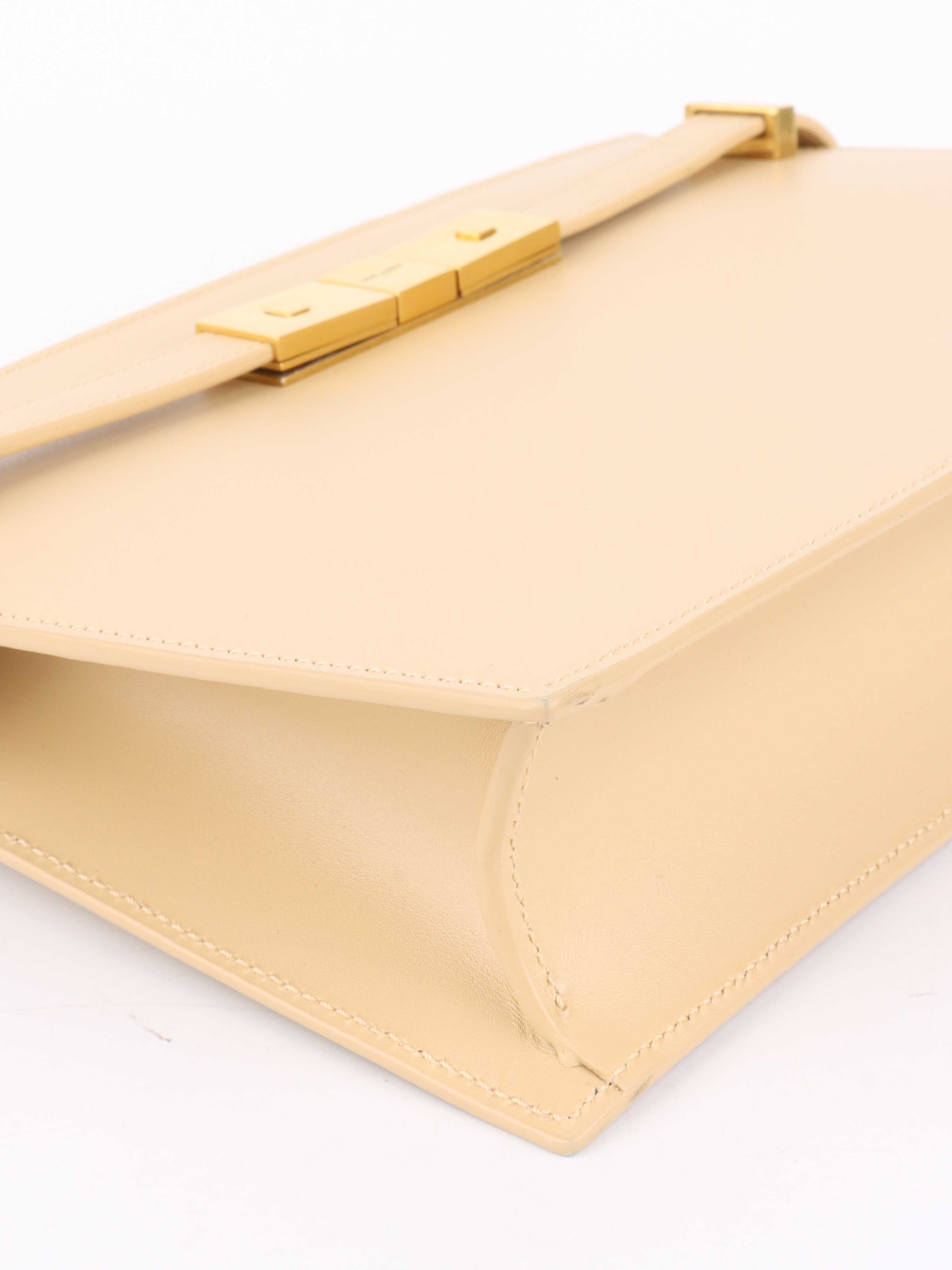 Saint Laurent Beige Manhattan Zip Chain Bag.