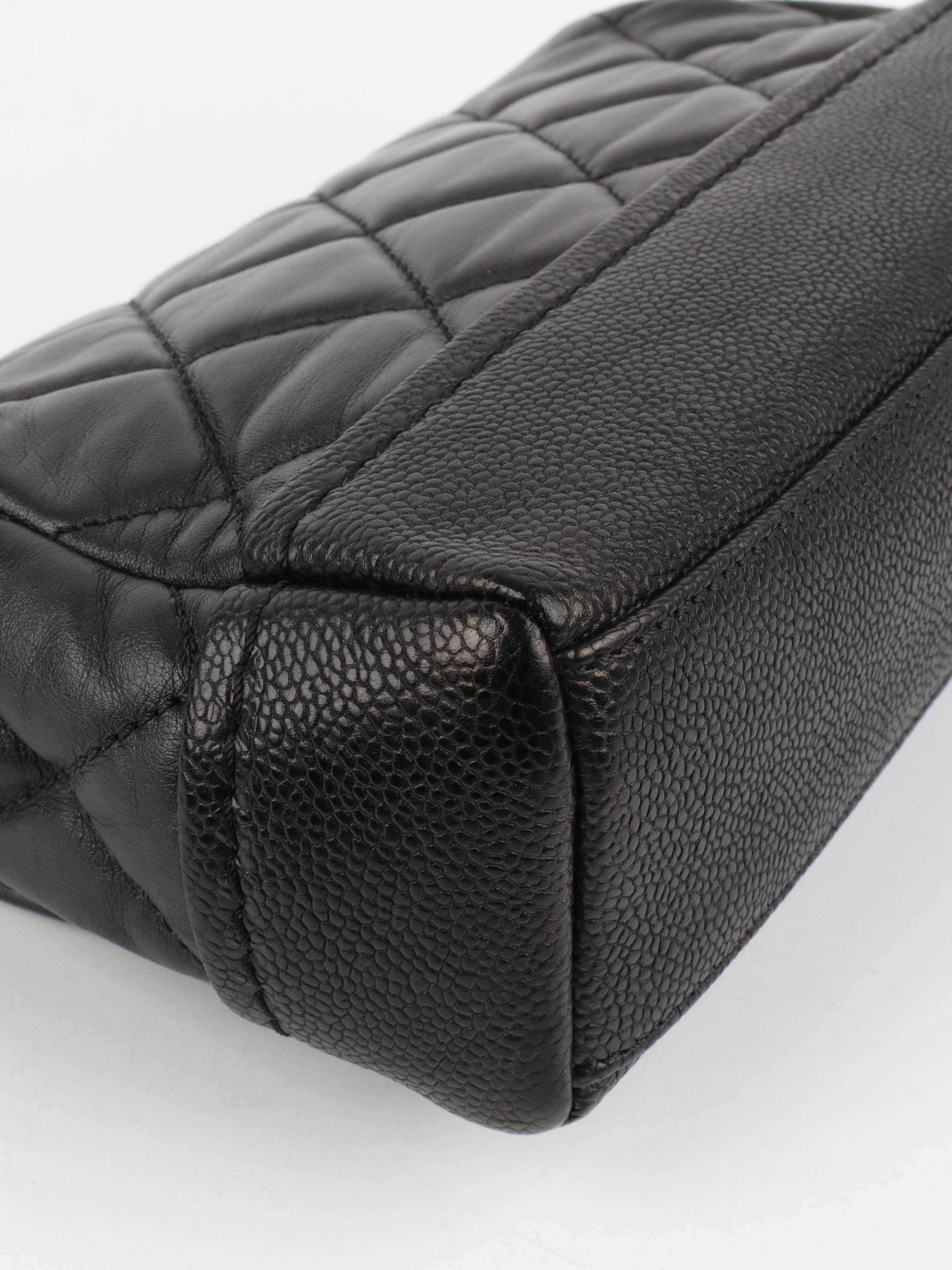 Chanel Black Quilted Lambskin & Caviar CC Flap Bag SHW.