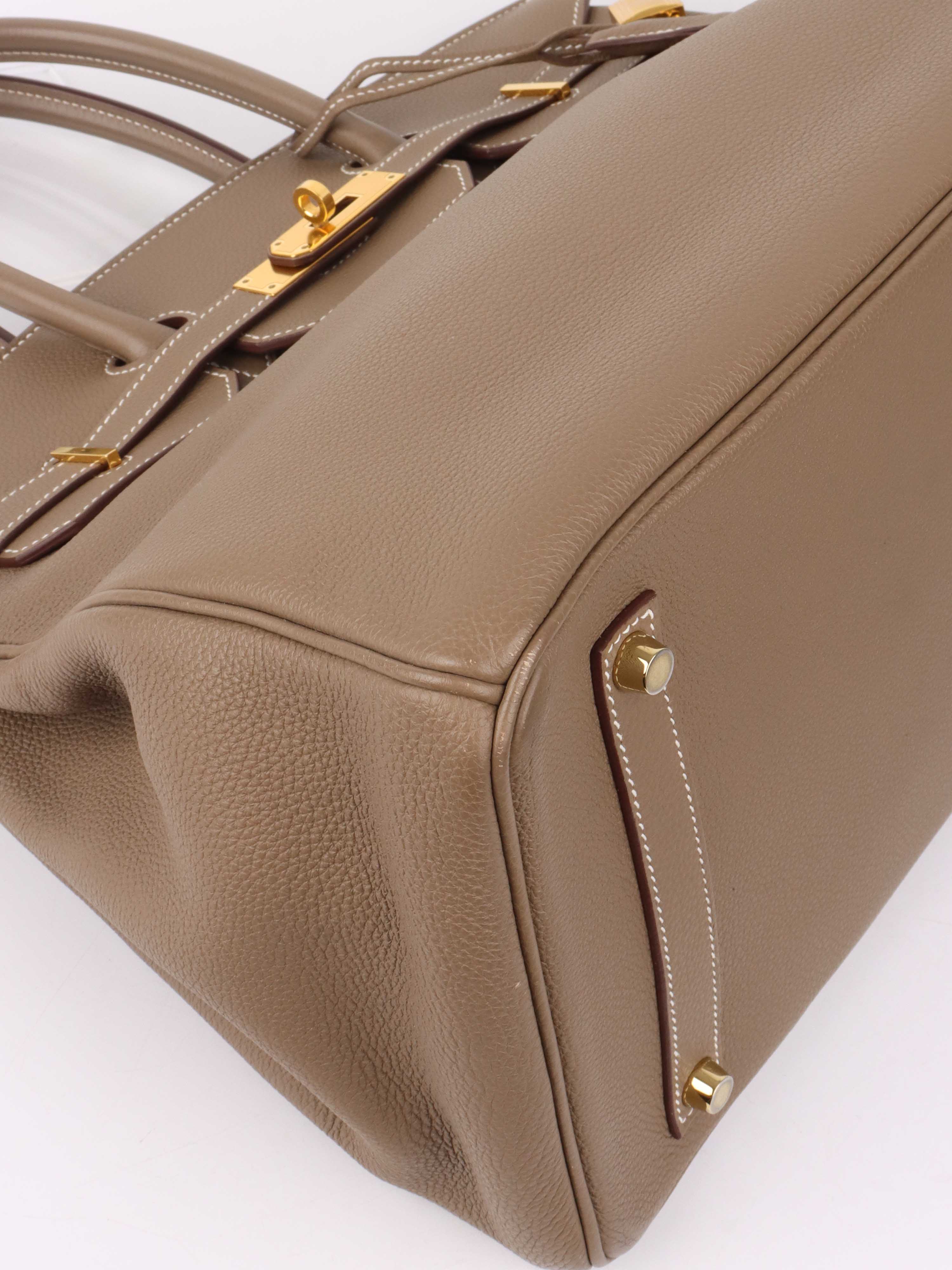 Hermes Etoupe Birkin 35 in Togo Leather GHW.