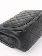 Chanel Black Lambskin Square Classic Flap with Pearl Crush