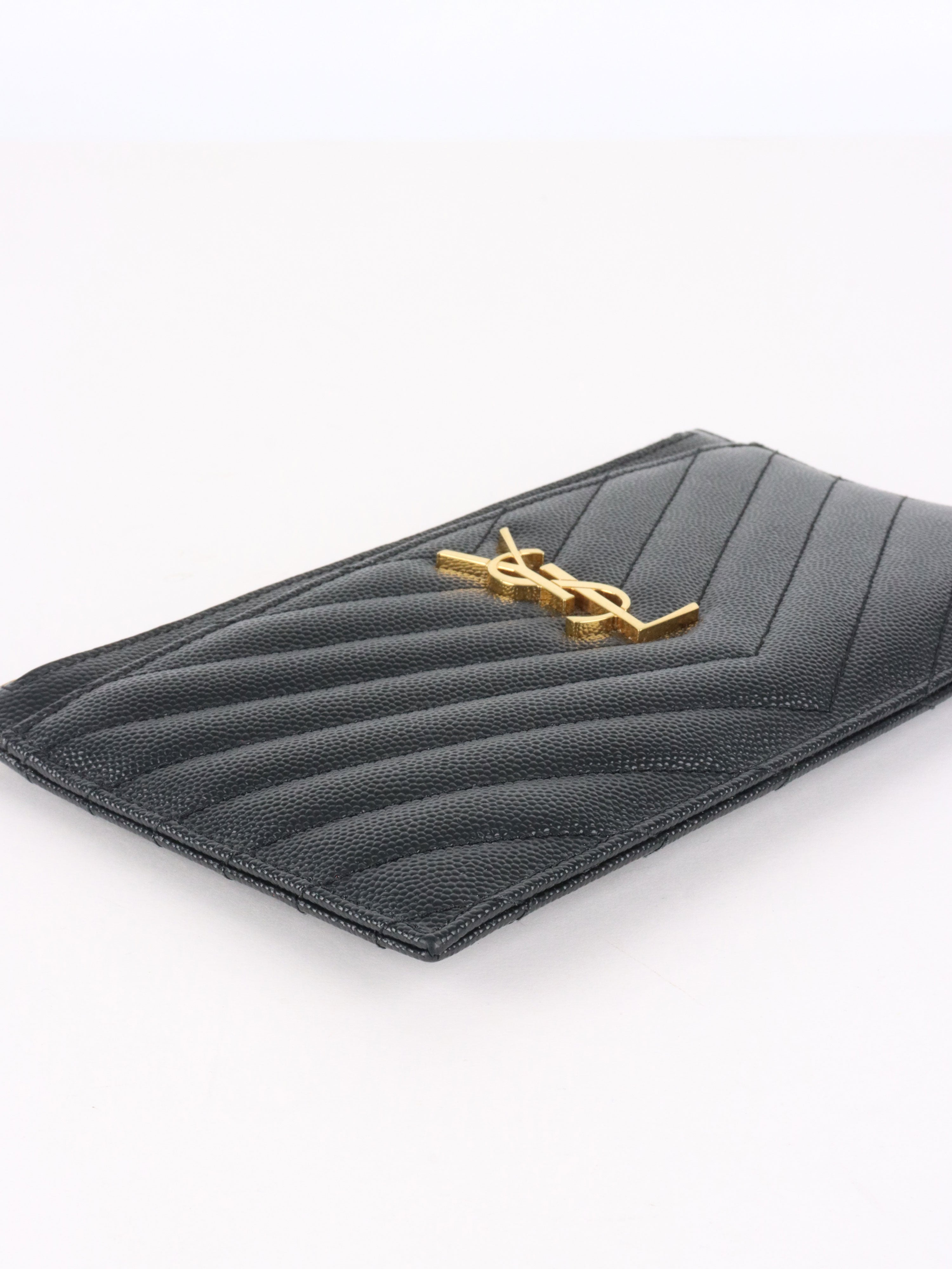 Saint Laurent Black Chevron Bill Pouch.