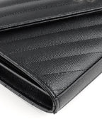 Saint Laurent Black Cassandre Envelope Chain Wallet