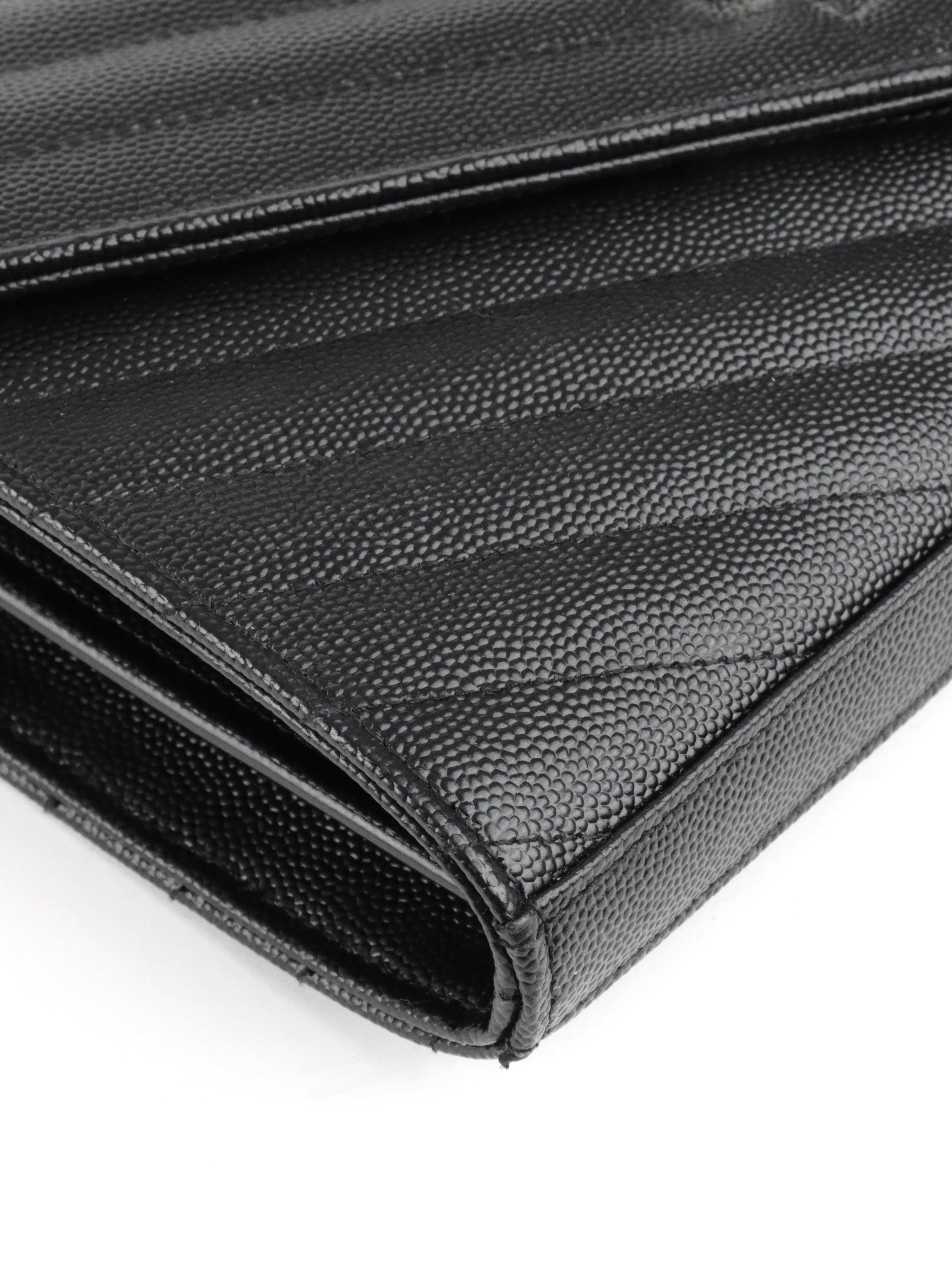 Saint Laurent Black Cassandre Envelope Chain Wallet