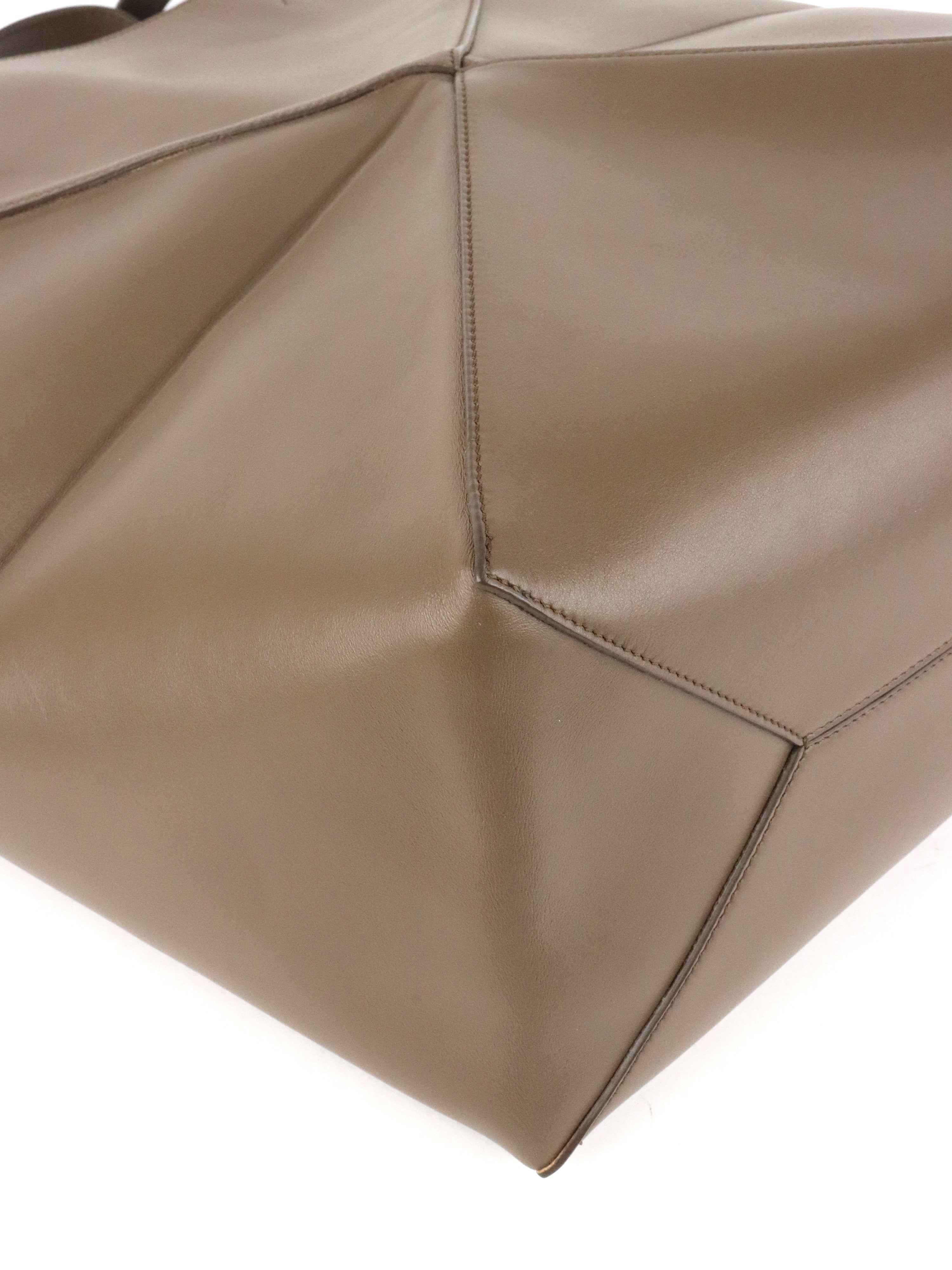 Loewe Large Dark Brown Puzzle Panelled Leather Tote Bag