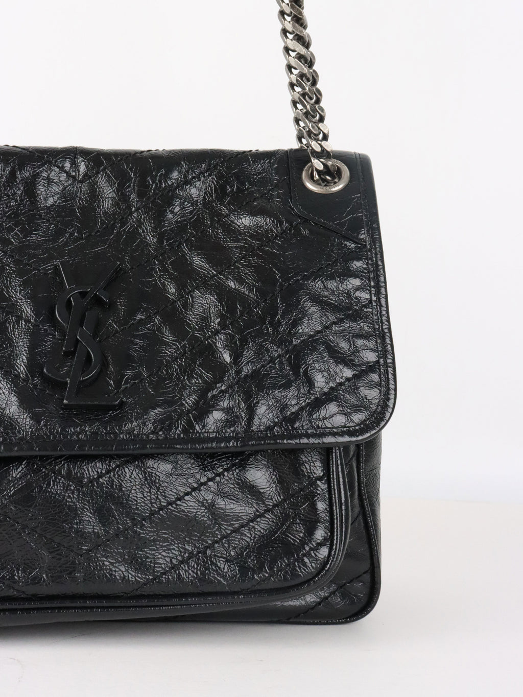 Saint Laurent Black Vintage Leather Medium Nikki Bag