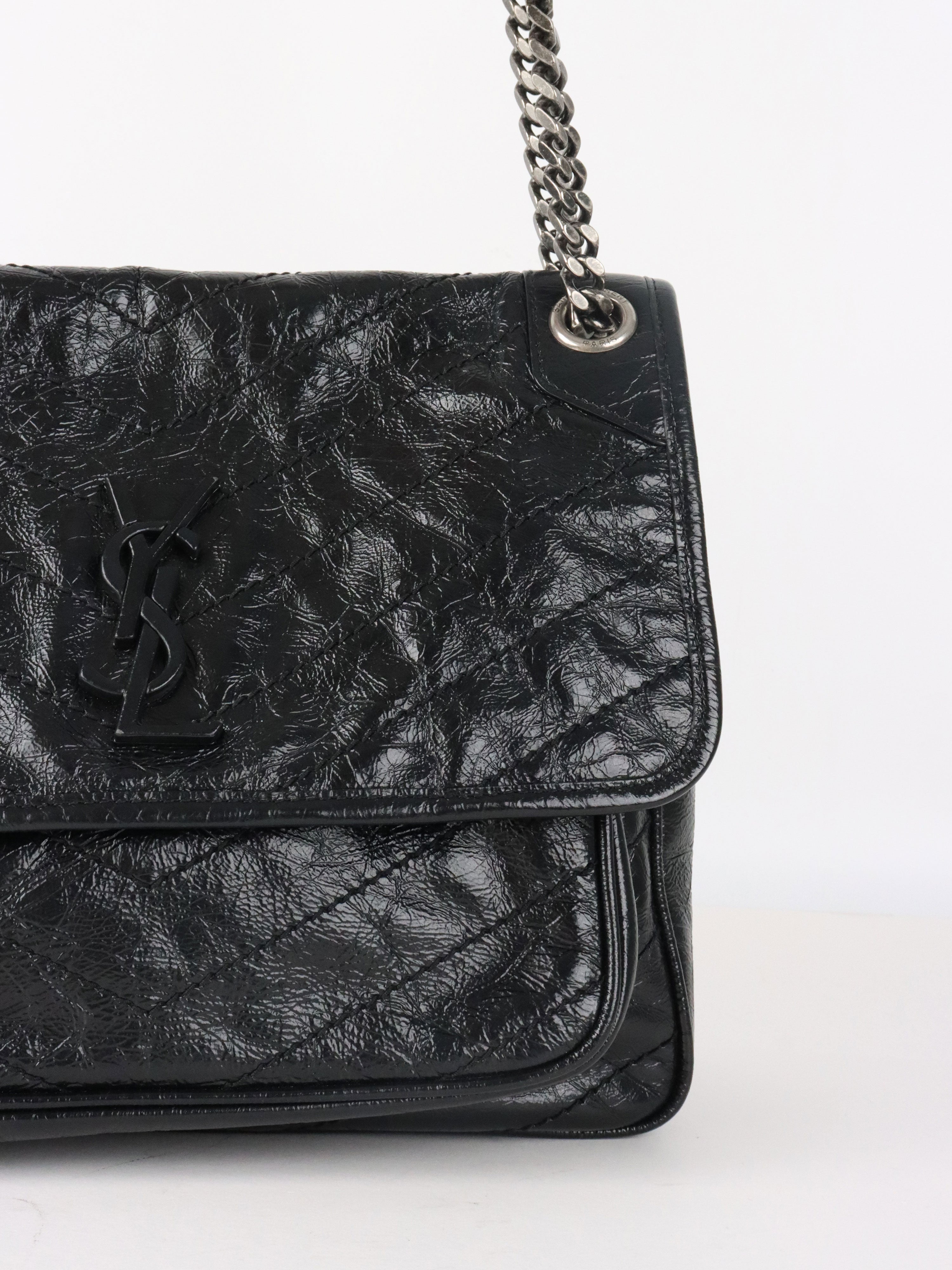 Saint Laurent Black Vintage Leather Medium Nikki Bag