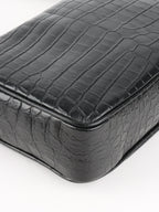 Saint Laurent Black Croc Embossed Camera Lou Bag
