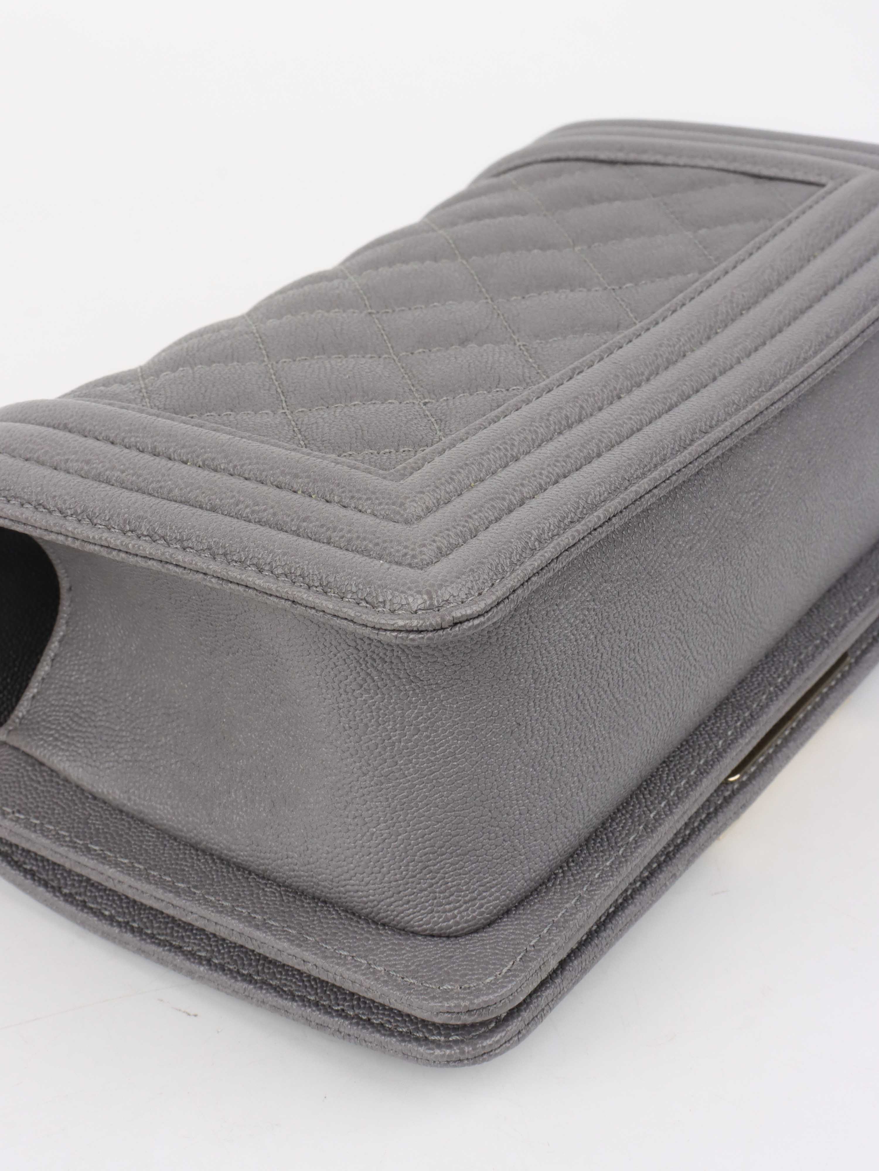 Chanel Small Caviar Grey Boy Bag LGHW