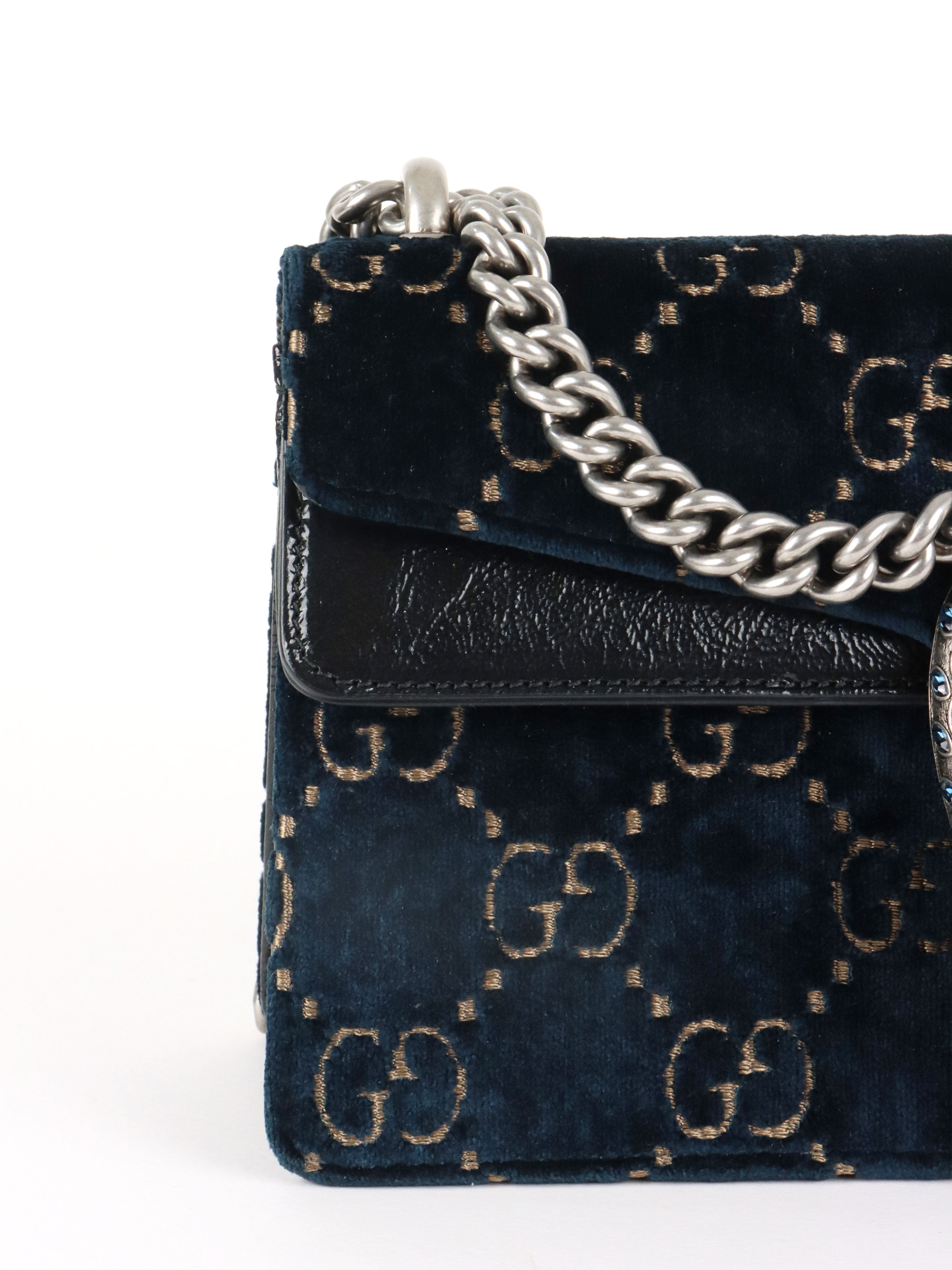 Gucci Small Blue Velvet Dionysus GG Bag