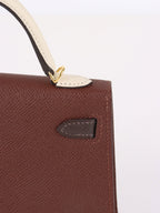 Hermes Mini Kelly Tricolour Terre/Ebene/Craie Stamp K