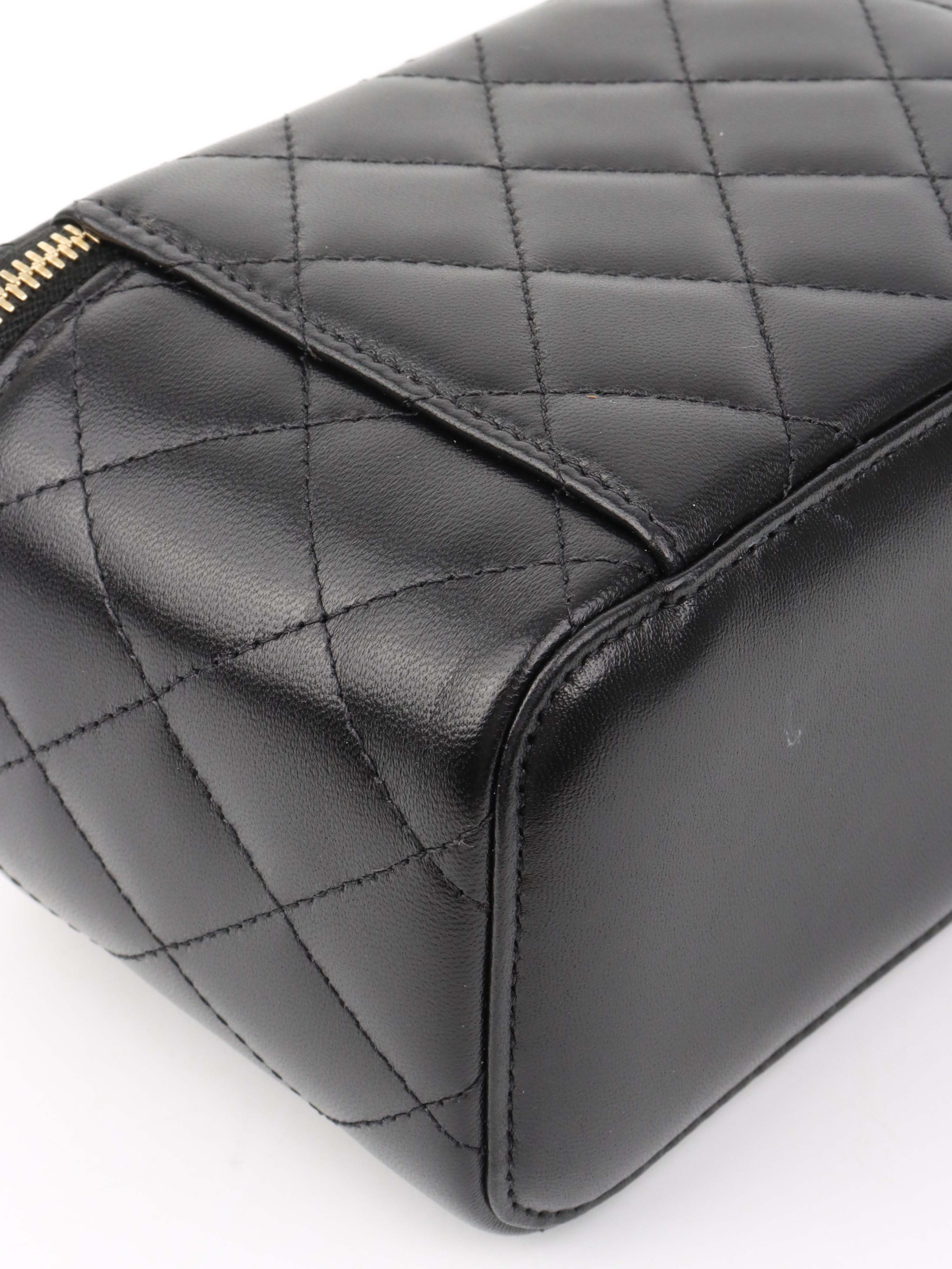 Chanel Black Lambskin Vanity Bag.