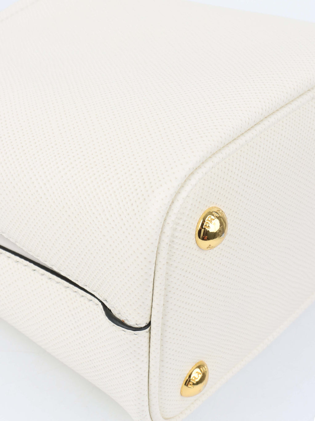 Prada Small Saffiano White Panier Bag.