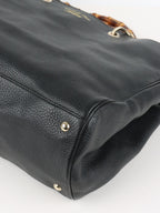Gucci Bamboo Handle Large Black Leather Shopper Tote