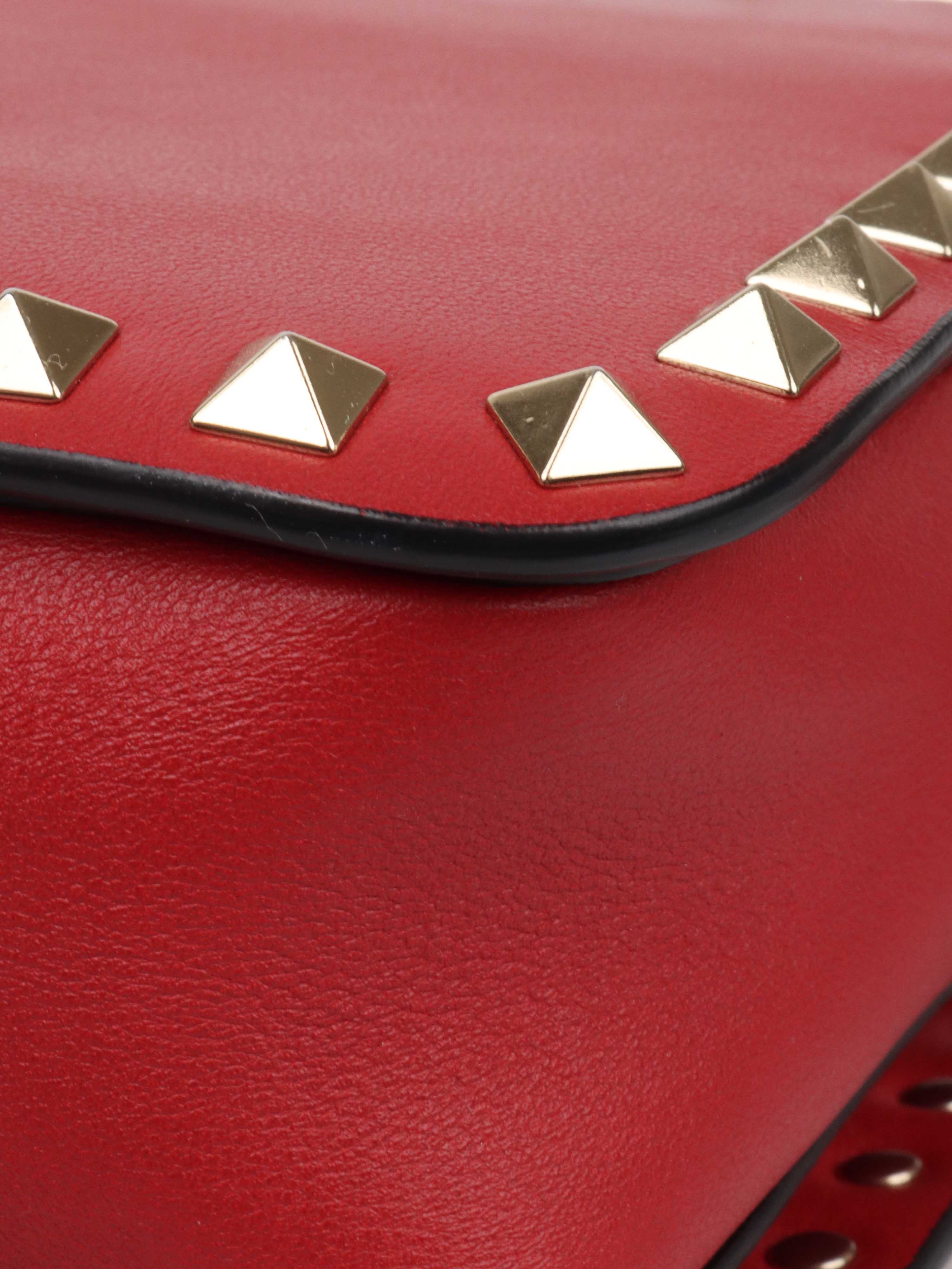 Valentino Red Rockstuds Crossbody Shoulder Bag.