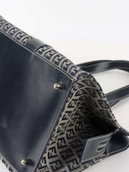 Fendi Vintage Navy Zucchino Canvas Boston Bag