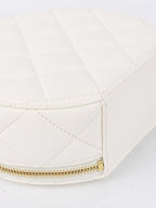 Chanel White Round Vanity with Chain Ring Handle.