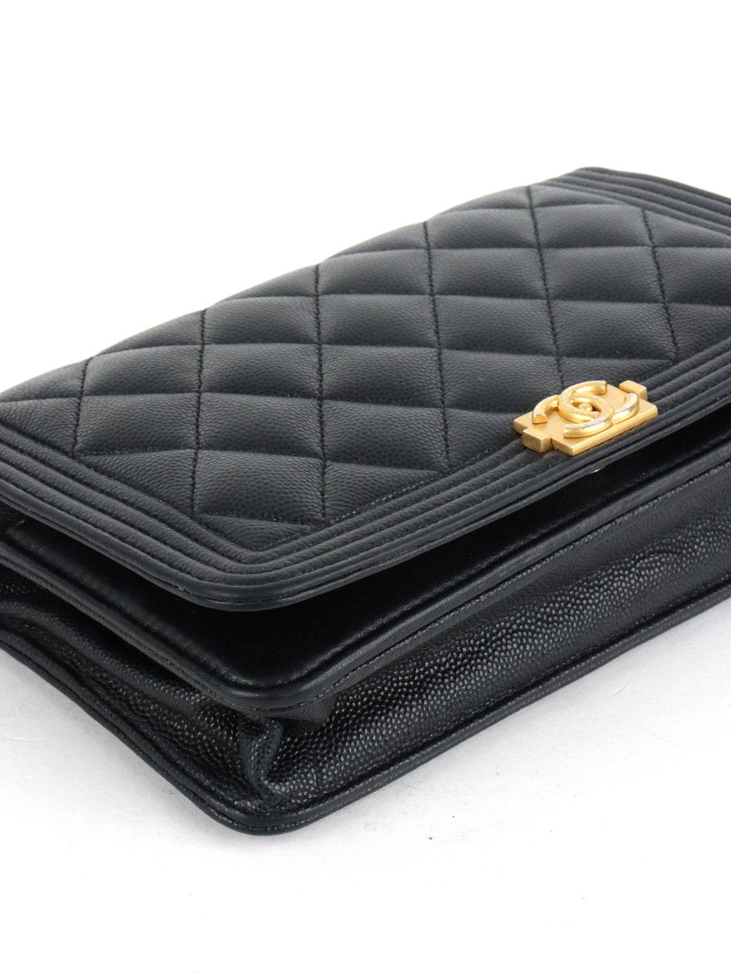 Chanel Black Caviar Boy Wallet On Chain GHW