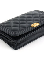 Chanel Black Caviar Boy Wallet On Chain GHW