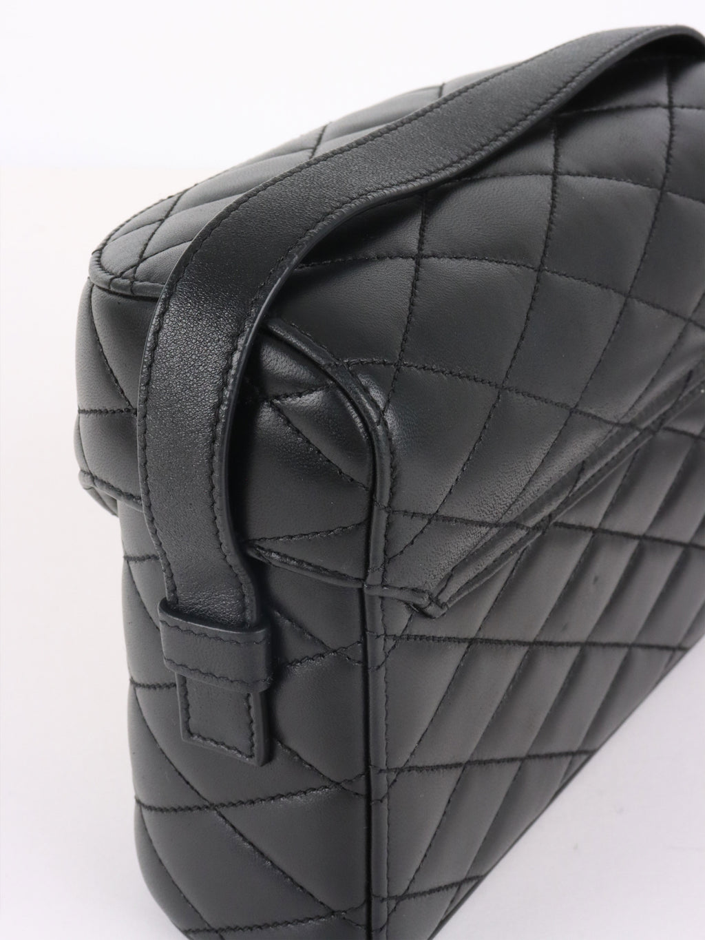 Saint Laurent  Black Quilted Lambskin June Box Shoulder Bag.