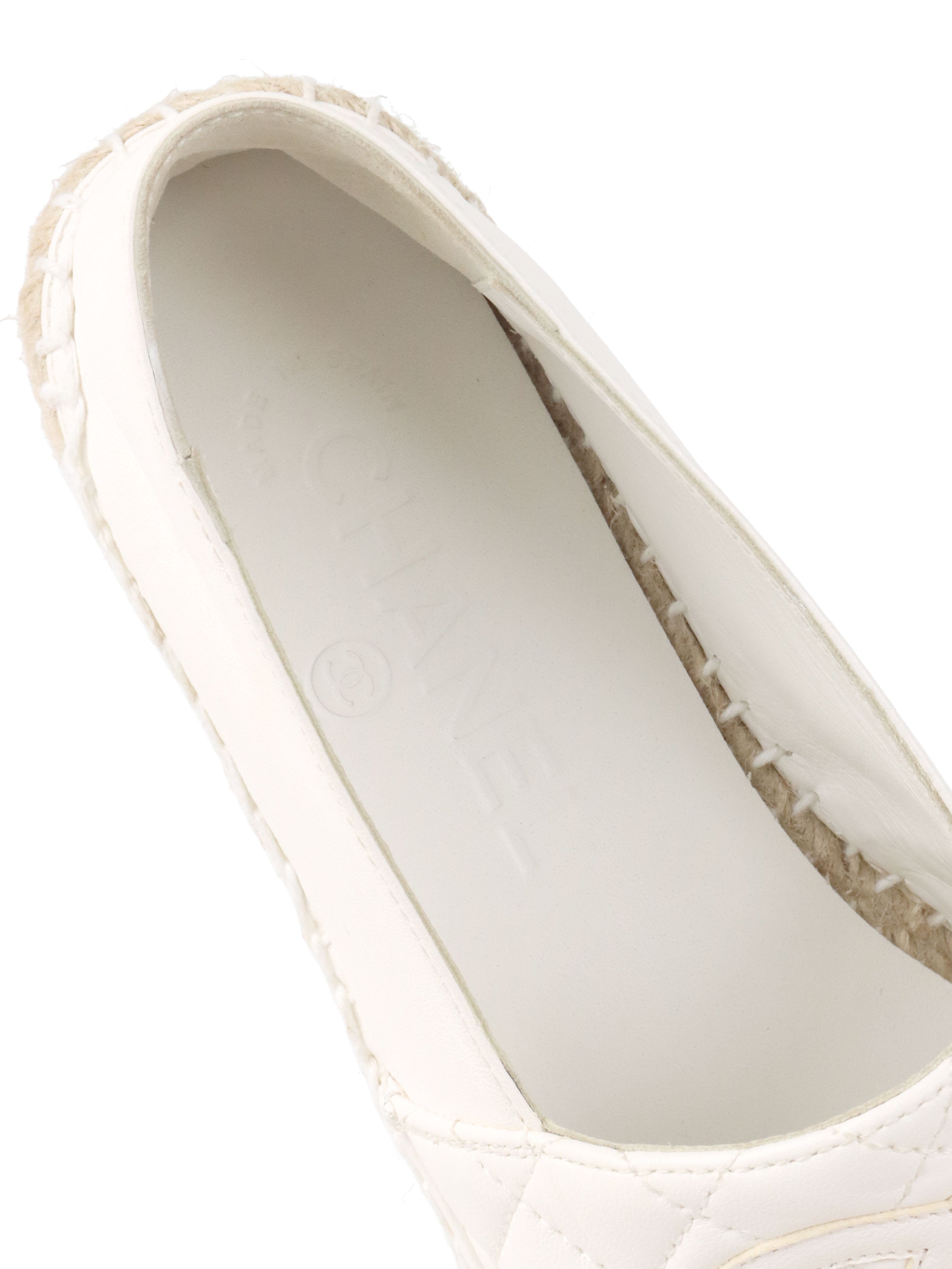 Chanel White Lambskin CC Espadrilles size 35