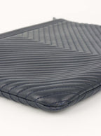 Chanel Navy Lambskin Medium Boy Chevron Pouch SHW.