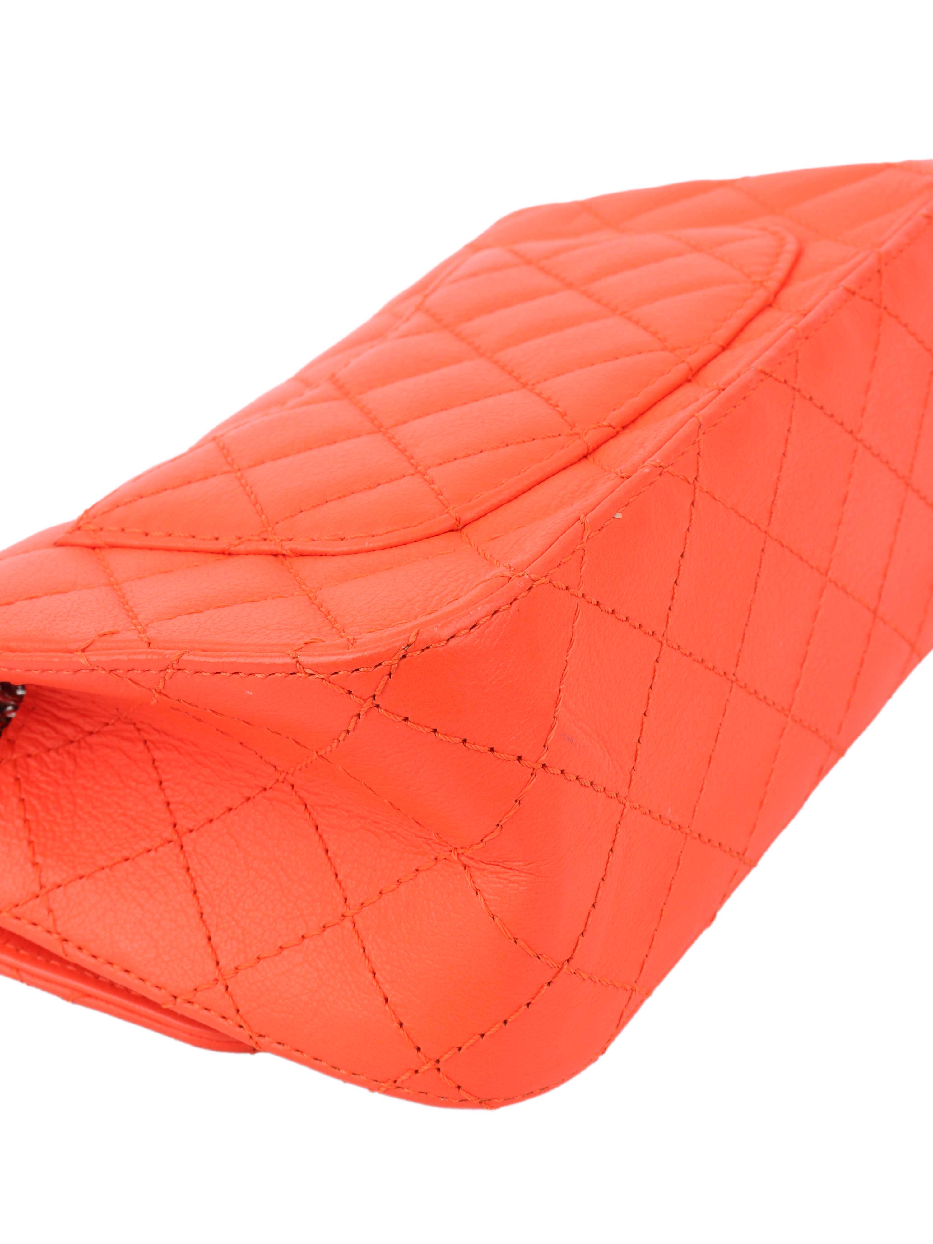 Chanel Small Bright Orange 2.55 Bag SHW.