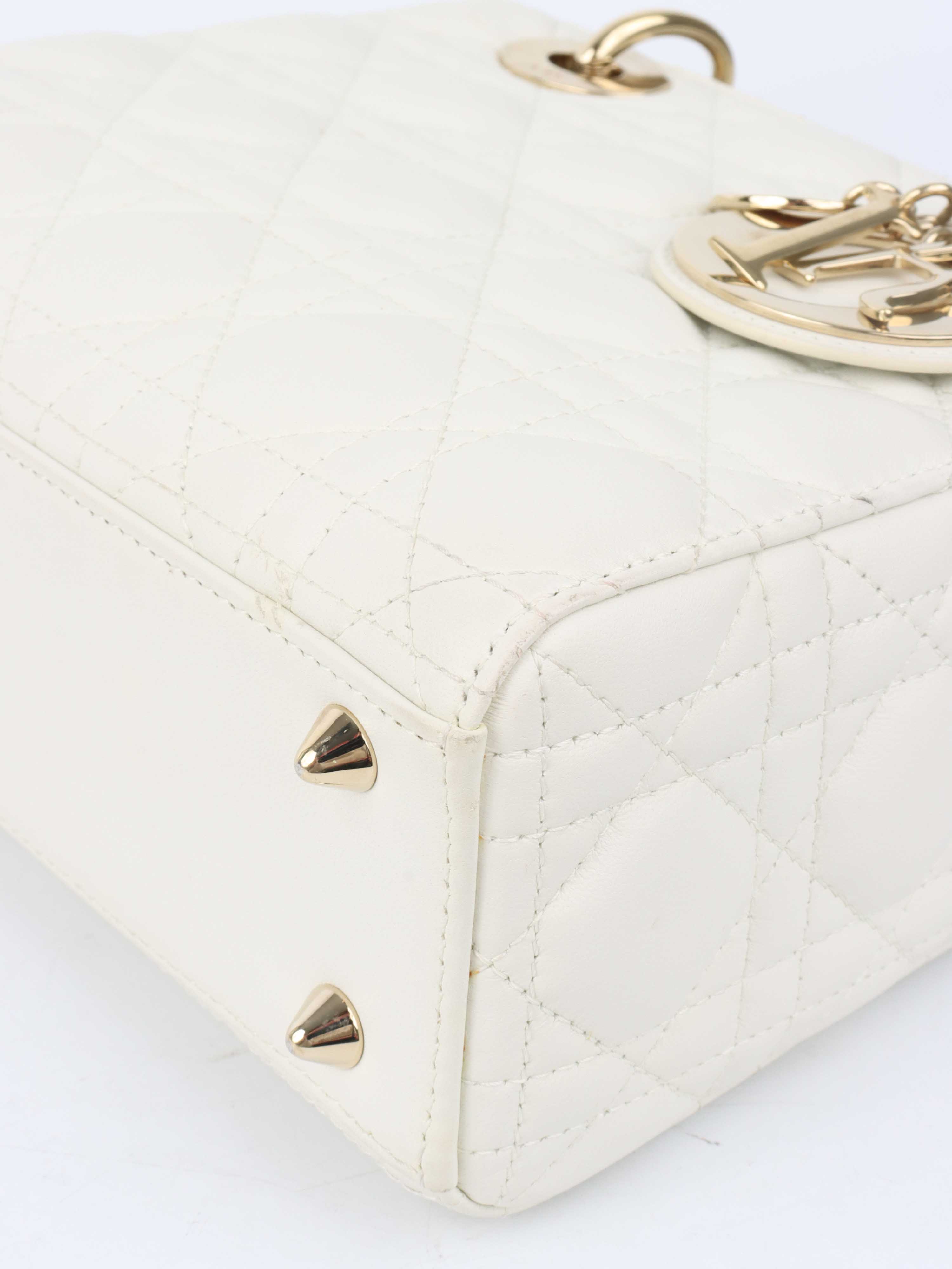 Dior White Small Lady Dior Bag GHW.