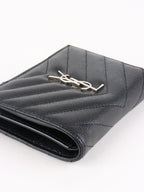 Saint Laurent Zipped Black Leather Wallet SHW