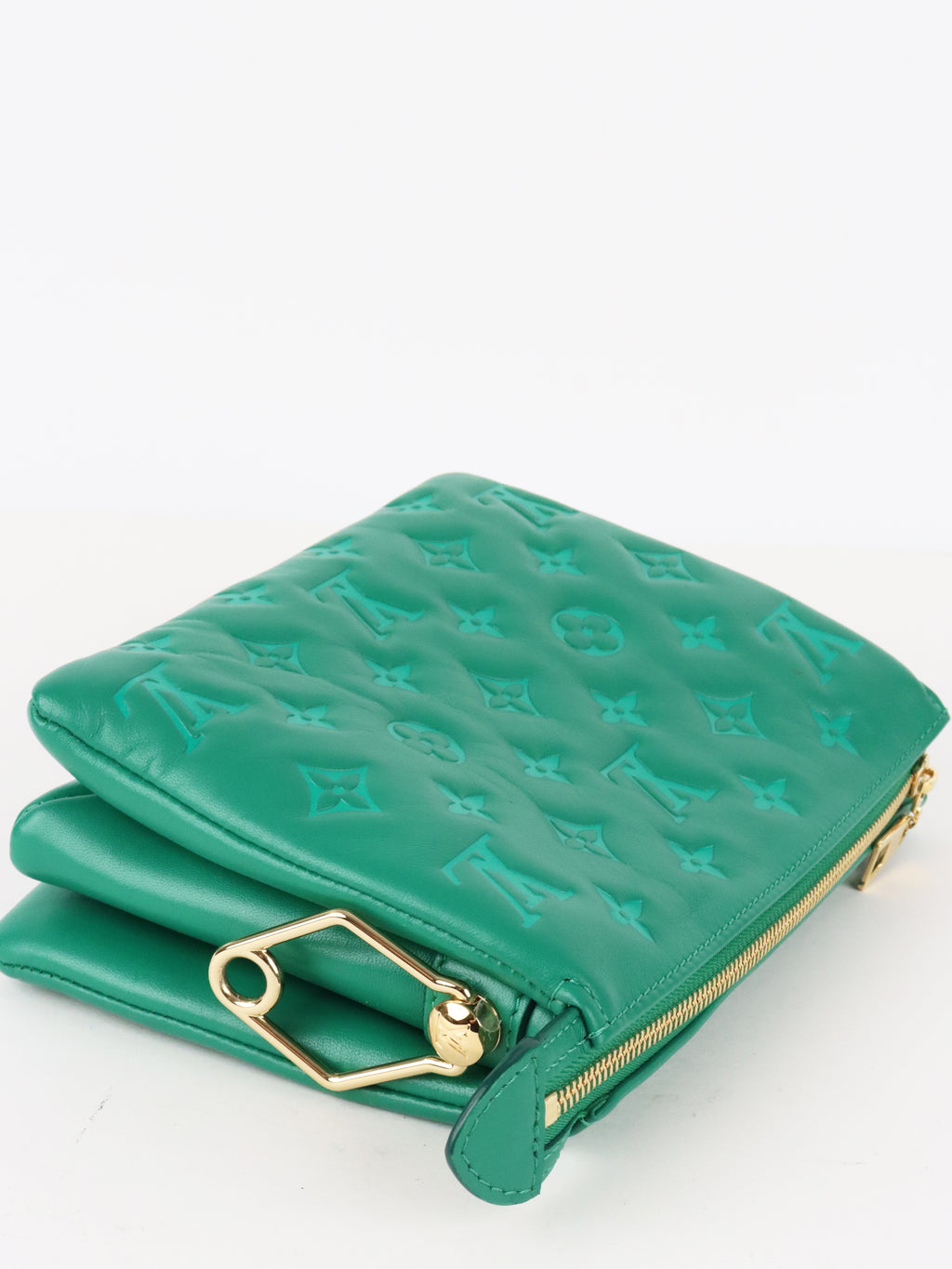 Louis Vuitton Vert Green Monogram Embossed Puffy Coussin BB Bag GHW
