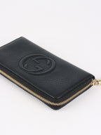 Gucci Black Soho GG Long Zip Around Wallet