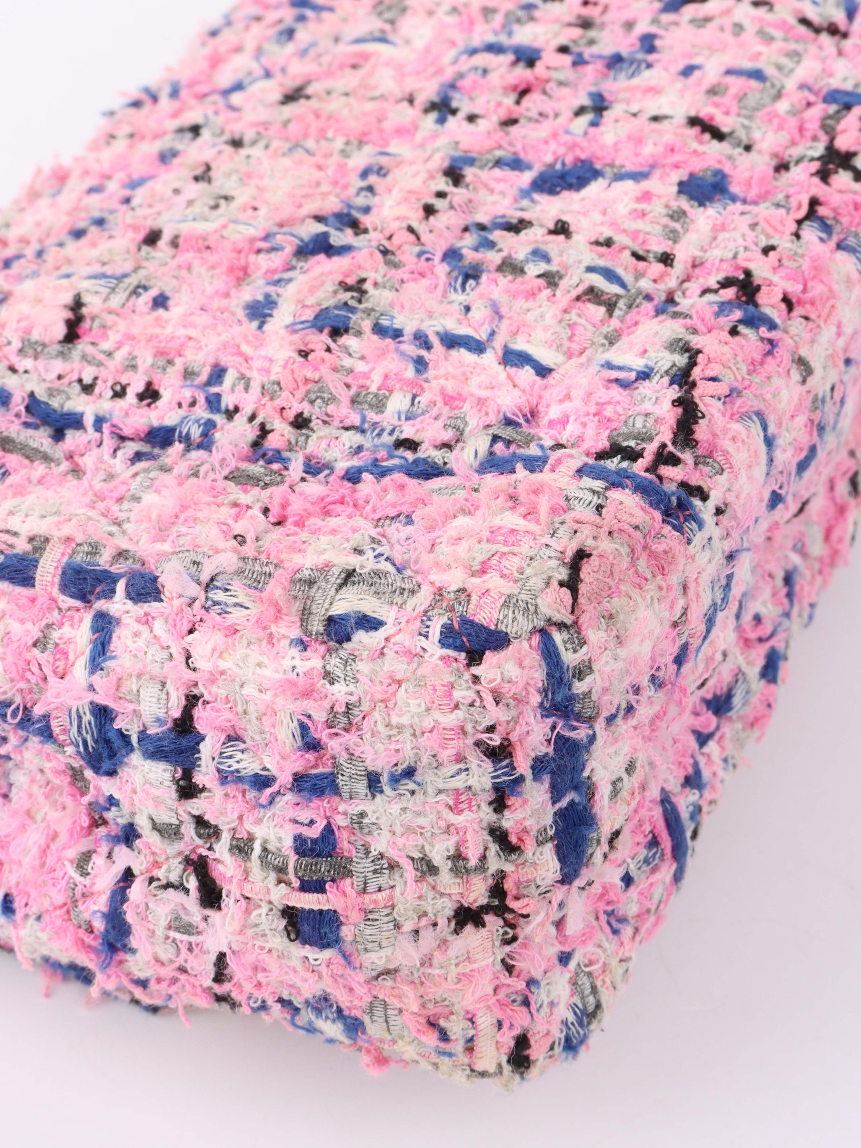 Chanel Pink & Blue Tweed Mini Rectangular Classic Flap.