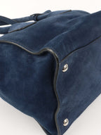 Prada Royal Blue Suede Double Zipped Shoulder Bag.