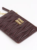 Miu Miu Dark Brown Matelassé Leather Zip Card Holder