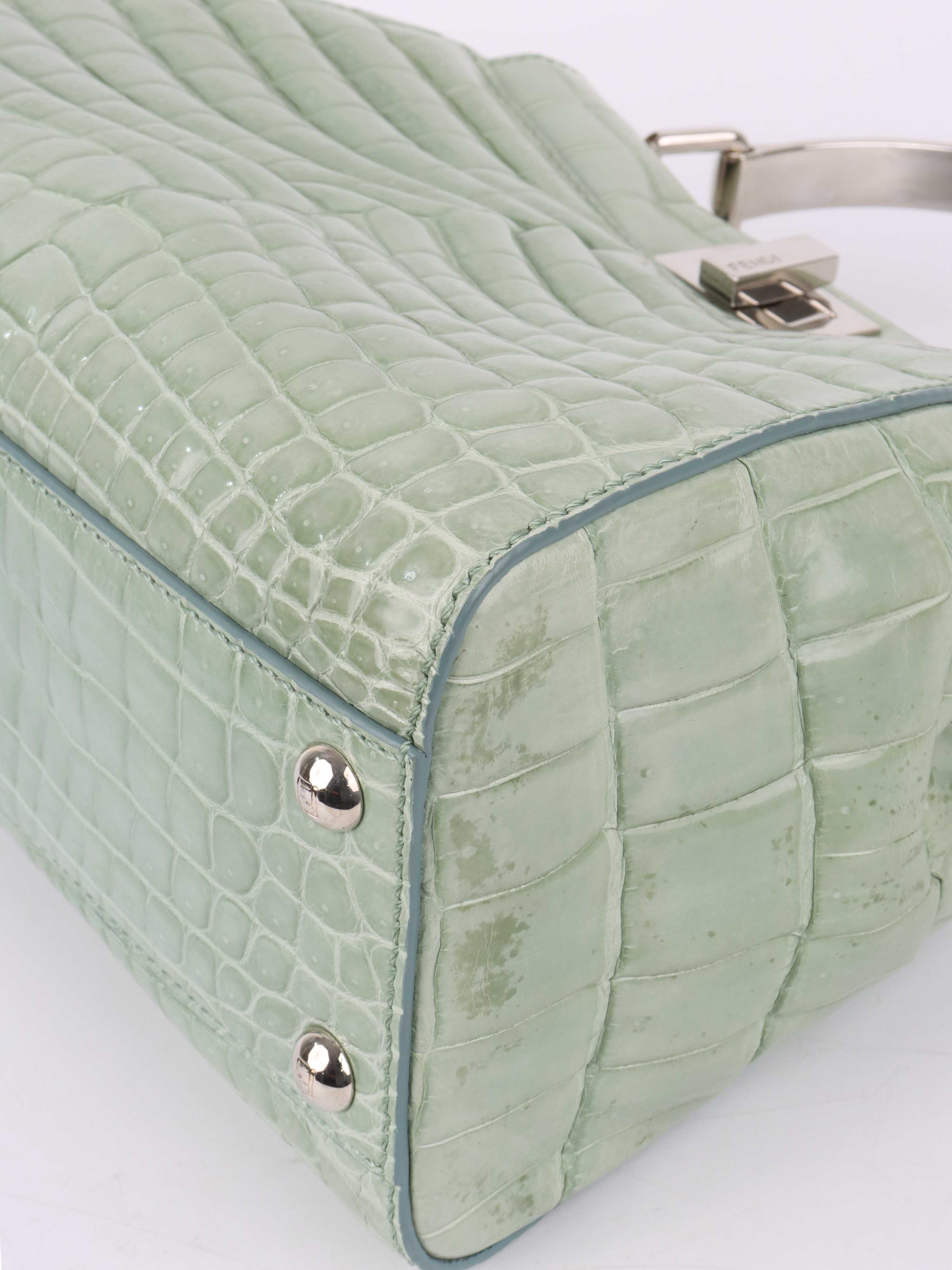 Fendi Peekaboo Crocodile Mini Mint Green