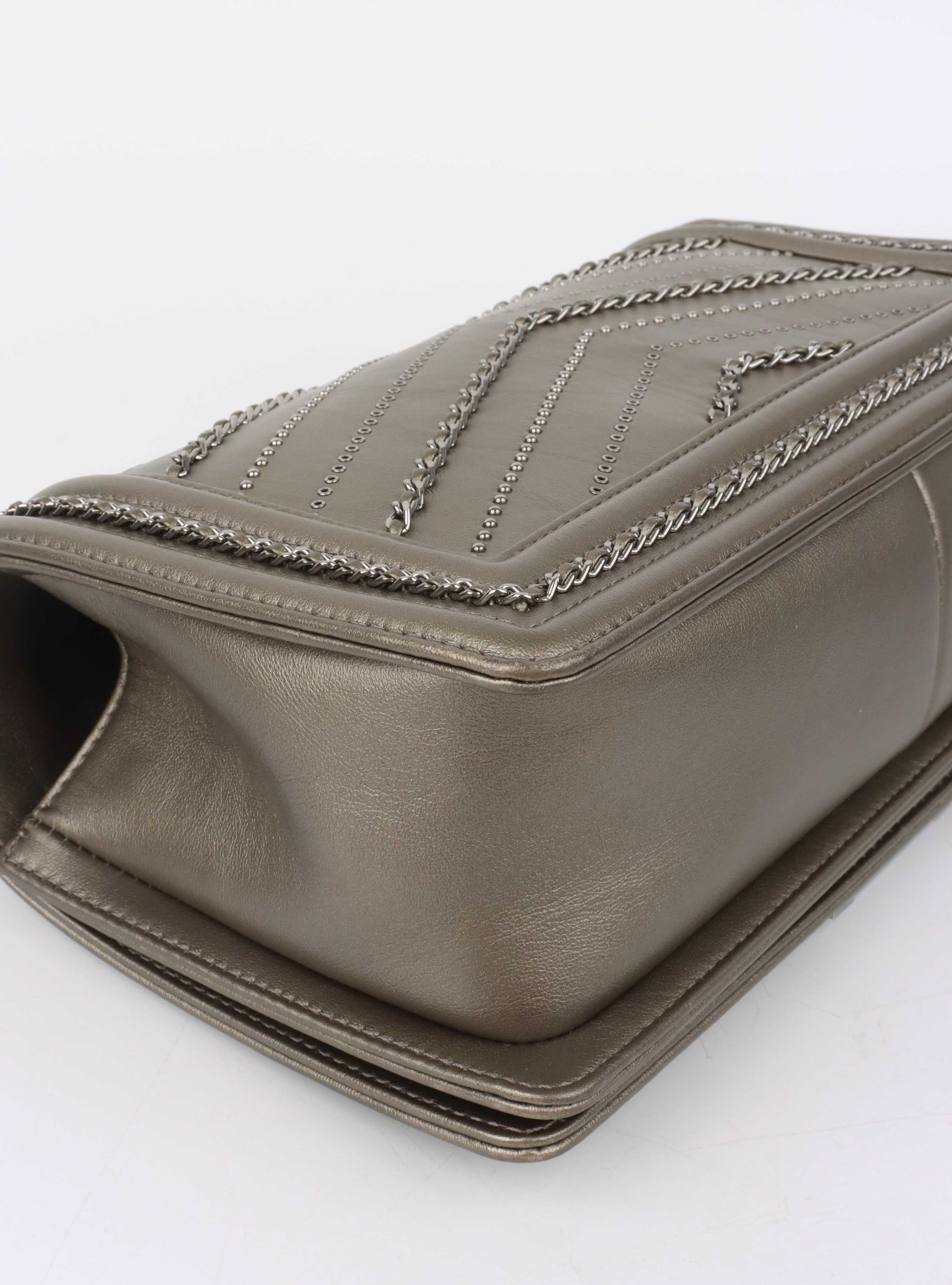 Chanel Medium Chevron Metallic Crumpled Calfskin Boy Bag.