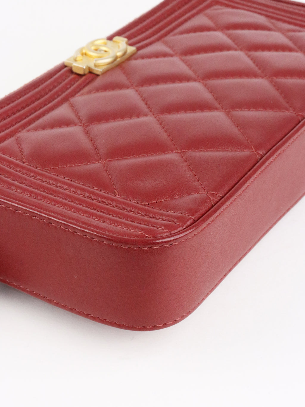 Chanel Burgundy Lambskin Double Zip Wallet on Chain