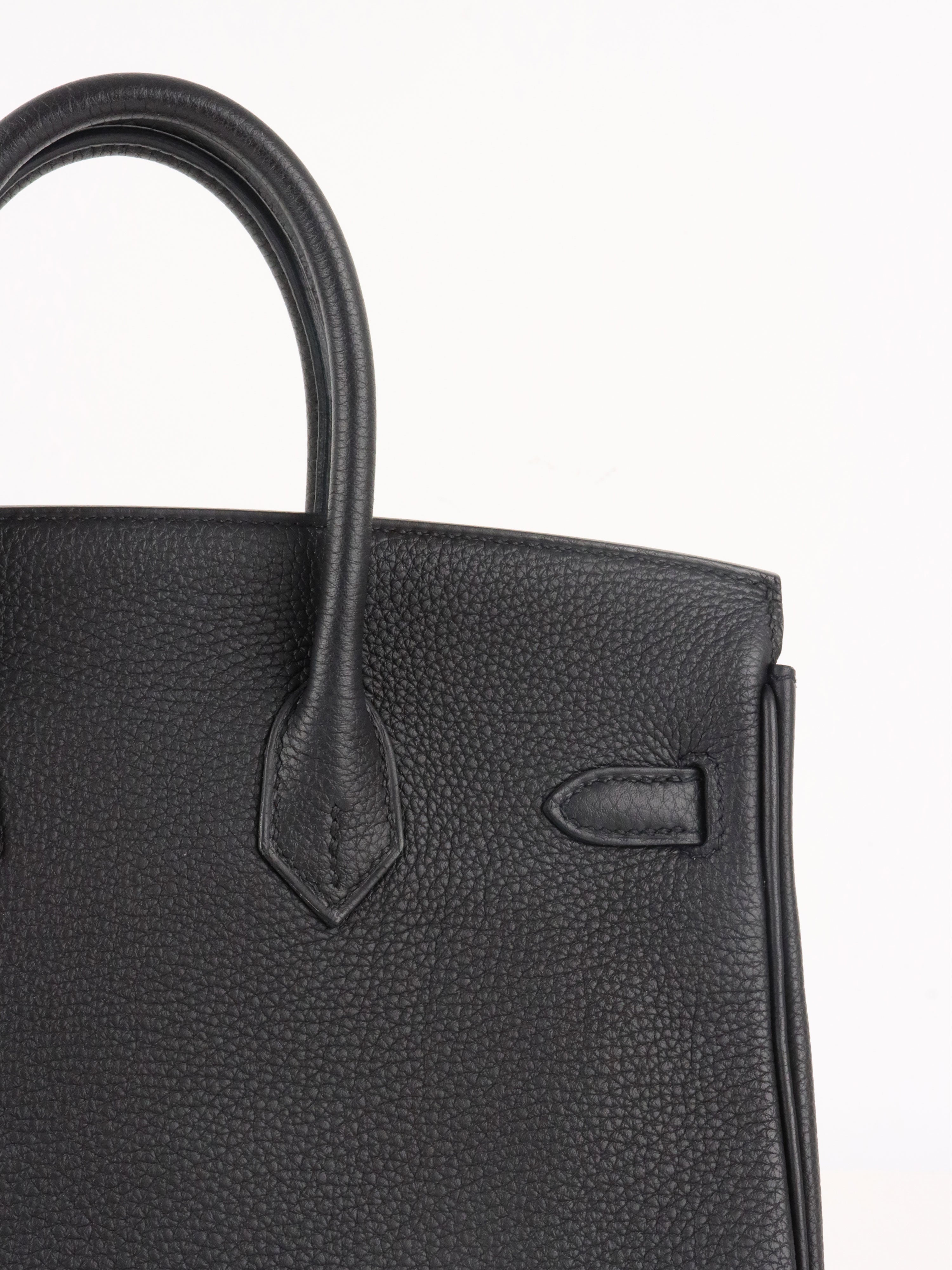 Hermes Noir Birkin 25 Togo Leather GHW Stamp Y