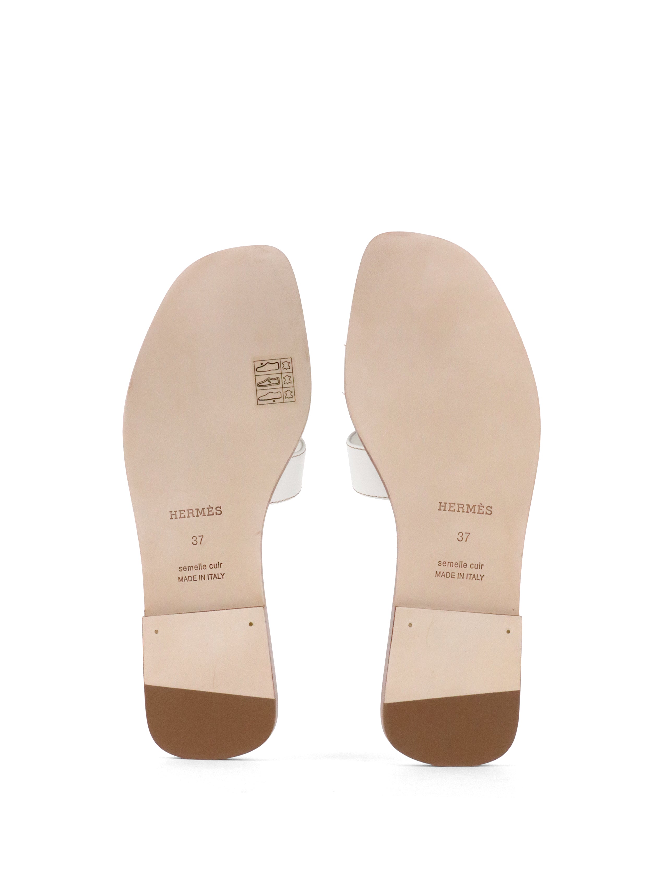 Hermes Oran Sandals White Size 37
