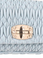 Miu Miu Light Blue Matelasse Nappa Crystal Chain Satchel