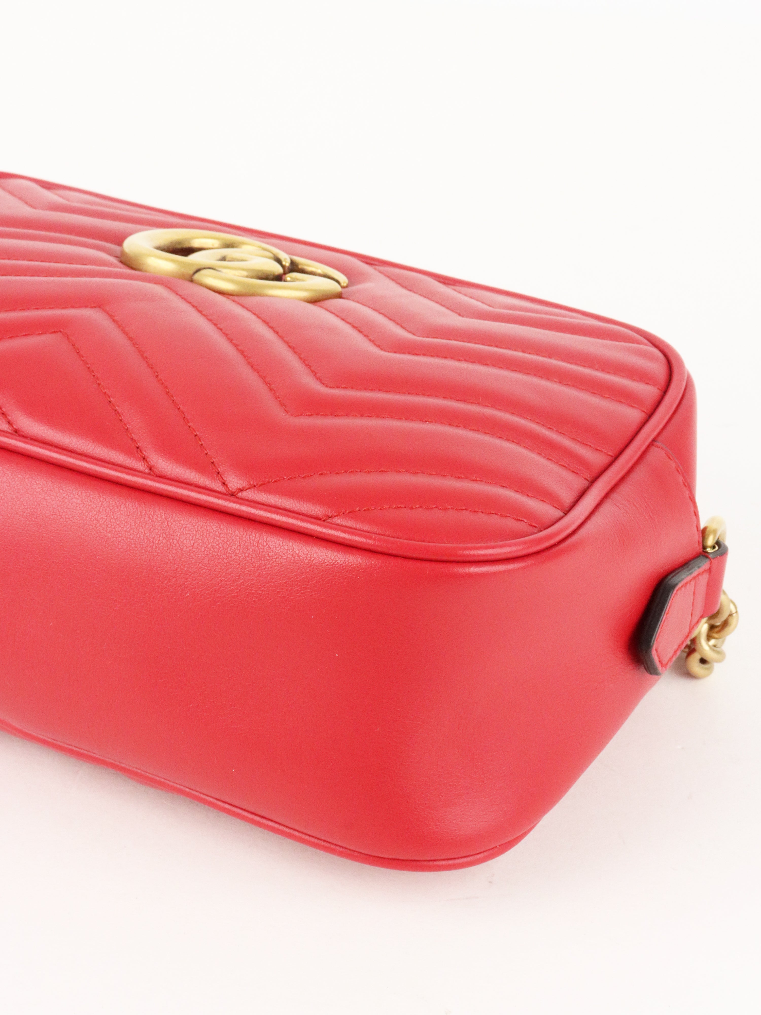Gucci Red GG Marmont Small Camera Bag