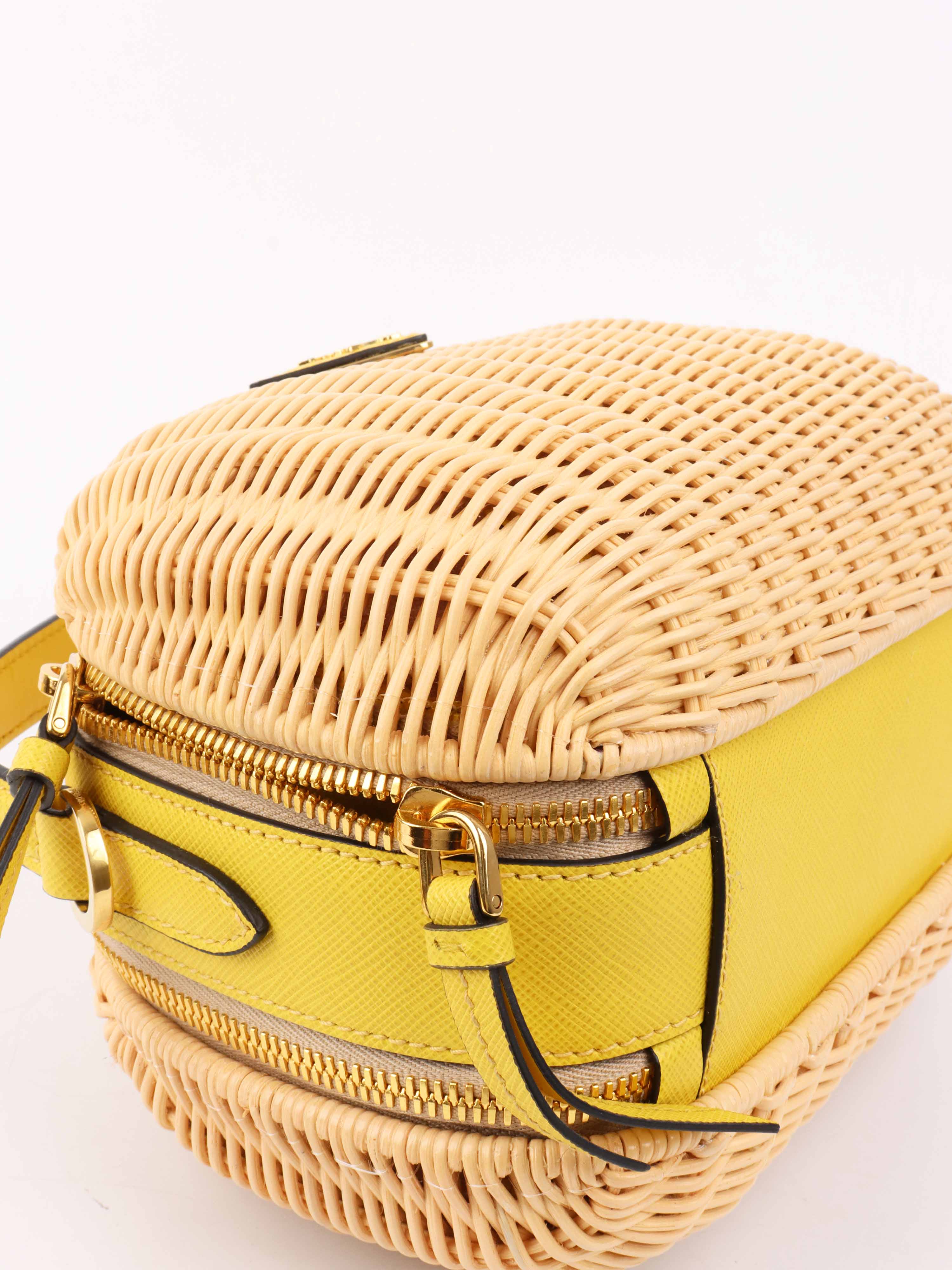 Prada Odette Yellow Wicker Bag.