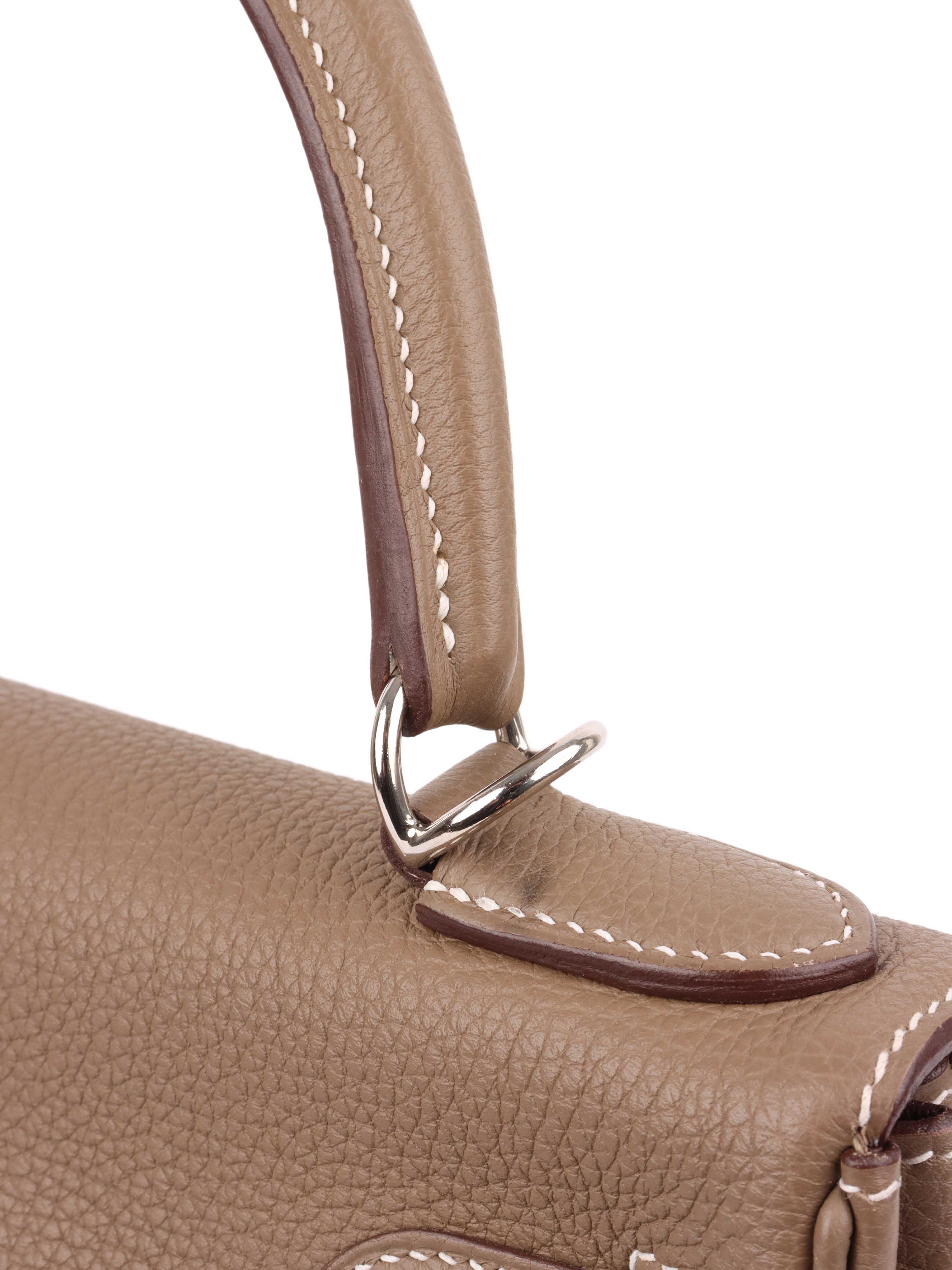 Hermes Etoupe Kelly 28 in Togo leather PHW.