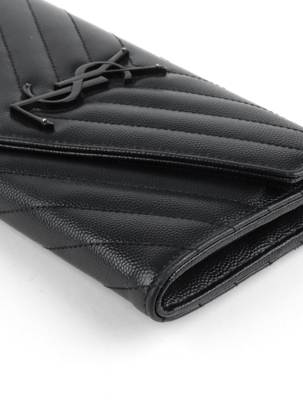 Saint Laurent Black Cassandre Matelasse Large Flap Wallet