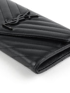 Saint Laurent Black Cassandre Matelasse Large Flap Wallet
