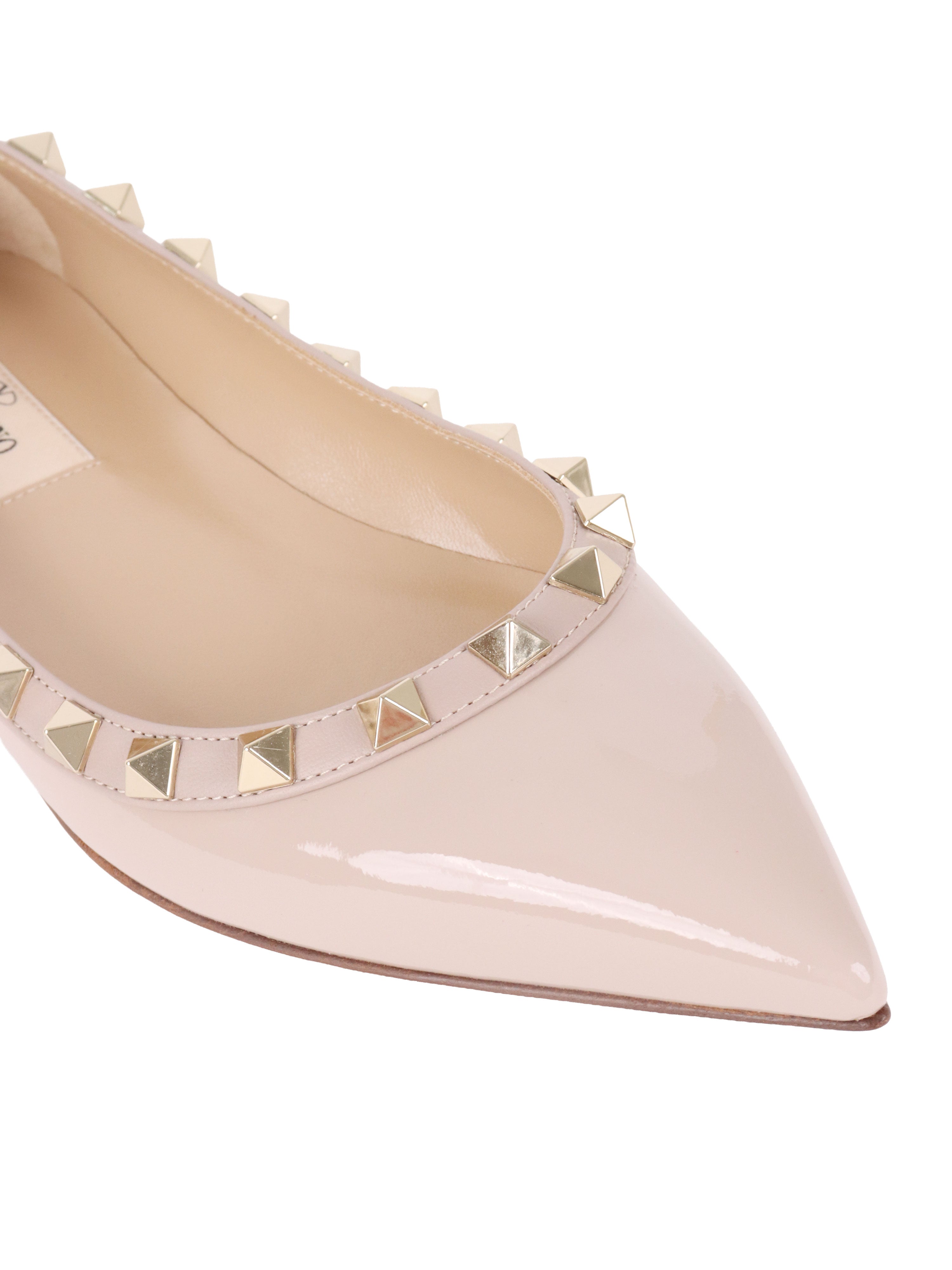 Valentino Poudre Patent Rockstud Leather Ballet Flats